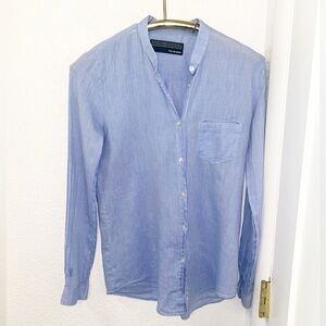 THE KOOPLES The Nehru Collar Button Up Blouse in Lightweight Cotton Blend SZ: S